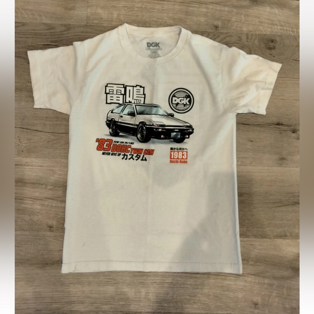 DGK 1983 Hachi-Roku Car Shirt White Small DOHC Twin Cam Drift Graphic Asian Text
